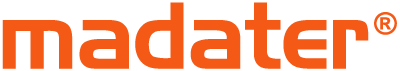 Logotipo da Madater em laranja.